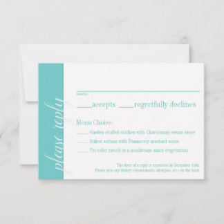Turquoise RSVP-kaart, Caroline Wedding Collectie RSVP Kaartje