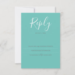 Turquoise RSVP-kaart, trouwwebsite RSVP Kaartje