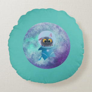 Turquoise ruimte kat rond kussen