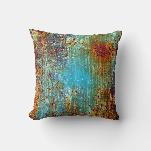 Turquoise Rust Designer Pillow door Julie Everhart Kussen (Voorkant)