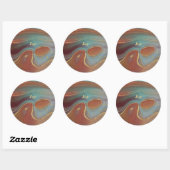 Turquoise Rust en Tan Agaat Look met Goud Ronde Sticker (Vel)