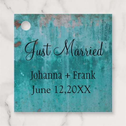 Turquoise Rust | Gewoon gehuwd Bedankjes Labels (Voorkant)