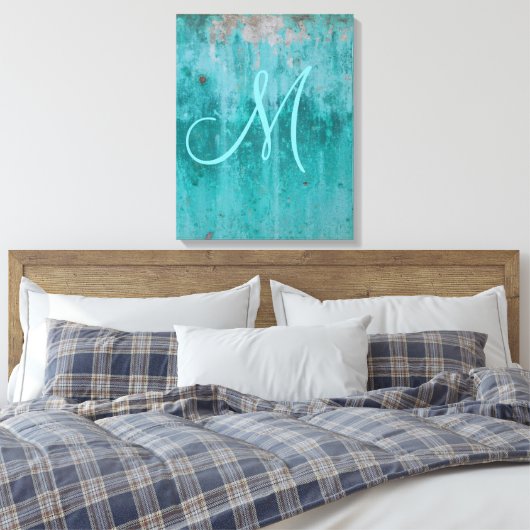 Turquoise Rust | Monogram Canvas Afdruk (Insitu (Slaapkamer))