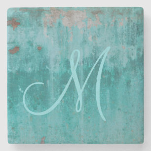Turquoise Rust   Monogram Stenen Onderzetter