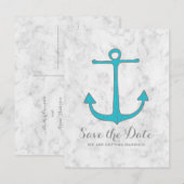 Turquoise Rustic Anchor Save the Date Briefkaart (Voorkant / Achterkant)