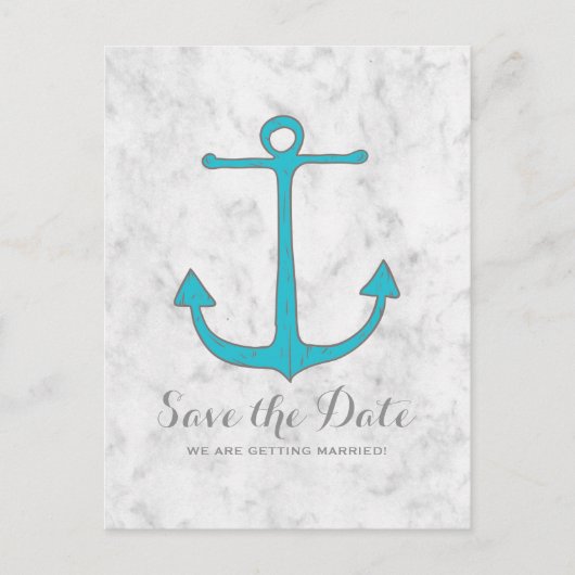 Turquoise Rustic Anchor Save the Date Briefkaart (Voorkant)