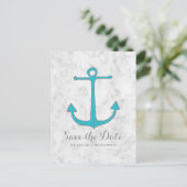 Turquoise Rustic Anchor Save the Date Briefkaart (Staand voorkant)