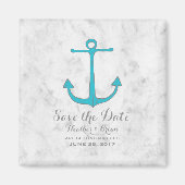 Turquoise Rustic Anchor Save the Date Magneet (Voorkant)