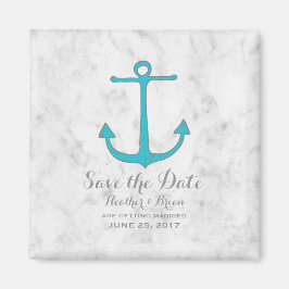Turquoise Rustic Anchor Save the Date Magneet