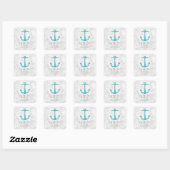 Turquoise Rustic Anchor Save the Date Vierkante Sticker (Vel)