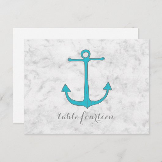 Turquoise Rustic Anchor Table Number Briefkaart (Voorkant / Achterkant)