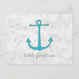Turquoise Rustic Anchor Table Number Briefkaart