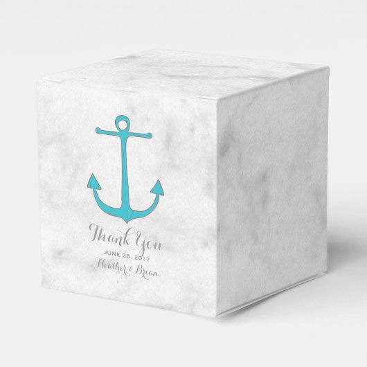 Turquoise Rustic Anchor Wedding Bedankdoosjes (Voorkant Zijde)