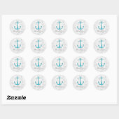 Turquoise Rustic Anchor Wedding Bedankt Ronde Sticker (Vel)
