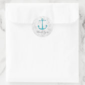 Turquoise Rustic Anchor Wedding Bedankt Ronde Sticker (Tas)