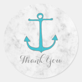 Turquoise Rustic Anchor Wedding Bedankt Ronde Sticker