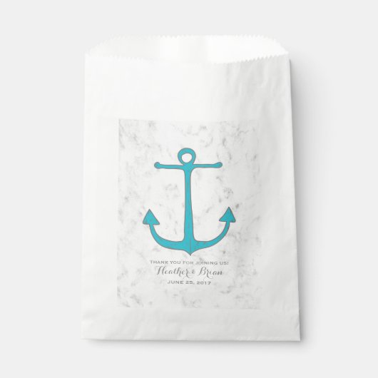 Turquoise Rustic Anchor Wedding Bedankzakje (Voorkant)