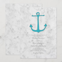 Turquoise Rustic Anchor Wedding Invite