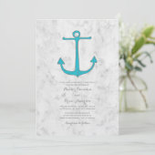 Turquoise Rustic Anchor Wedding Invite Kaart (Staand voorkant)