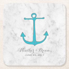 Turquoise Rustic Anchor Wedding Kartonnen Onderzetters