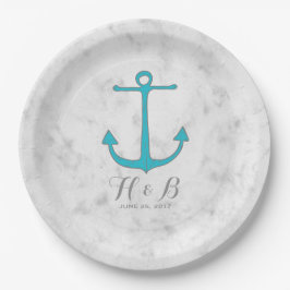 Turquoise Rustic Anchor Wedding Papieren Bordje