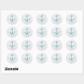Turquoise Rustic Anchor Wedding Ronde Sticker (Vel)