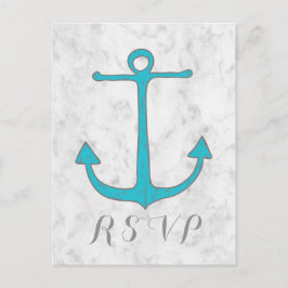 Turquoise Rustic Anchor Wedding RSVP Briefkaart