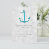 Turquoise Rustic Anchor Wedding RSVP Kaart (Staand voorkant)