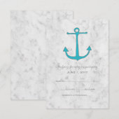 Turquoise Rustic Anchor Wedding RSVP Kaart (Voorkant / Achterkant)