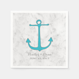 Turquoise Rustic Anchor Wedding Servetten