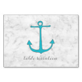Turquoise Rustic Anchor Wedding Table Kaart (Achterkant)