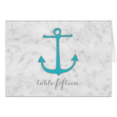 Turquoise Rustic Anchor Wedding Table Number (Voorkant Horizontaal)