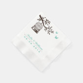 Turquoise Rustic Bird Cage Wedding Paper Napkin Servet (Hoek)