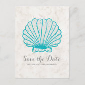 Turquoise Rustic Seashell Save the Date Briefkaart (Voorkant)