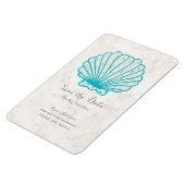 Turquoise Rustic Seashell Save the Date Magneet (Linkerzijde)