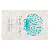 Turquoise Rustic Seashell Save the Date Magneet (Horizontaal)