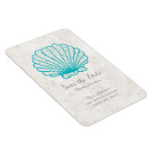 Turquoise Rustic Seashell Save the Date Magneet (Rechterzijde)