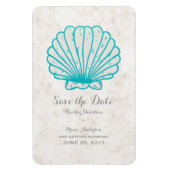Turquoise Rustic Seashell Save the Date Magneet (Verticaal)