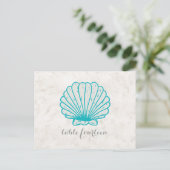 Turquoise Rustic Seashell Tafelnummer Briefkaart (Staand voorkant)
