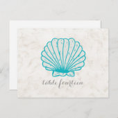Turquoise Rustic Seashell Tafelnummer Briefkaart (Voorkant / Achterkant)