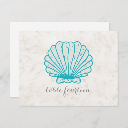 Turquoise Rustic Seashell Tafelnummer Briefkaart (Voorkant / Achterkant)