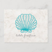 Turquoise Rustic Seashell Tafelnummer Briefkaart (Voorkant)