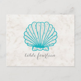 Turquoise Rustic Seashell Tafelnummer Briefkaart