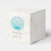 Turquoise Rustic Seashell Wedding Bedankdoosjes (Voorkant Zijde)