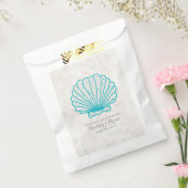 Turquoise Rustic Seashell Wedding Bedankzakje (Gezegeld)