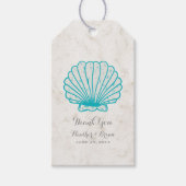 Turquoise Rustic Seashell Wedding Cadeaulabel (Voorkant)