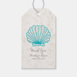 Turquoise Rustic Seashell Wedding Cadeaulabel