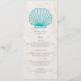 Turquoise Rustic Seashell Wedding Menu