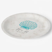 Turquoise Rustic Seashell Wedding Papieren Bordje (Gekanteld)