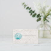 Turquoise Rustic Seashell Wedding Place Cards Plaatskaartje (Staand voorkant)